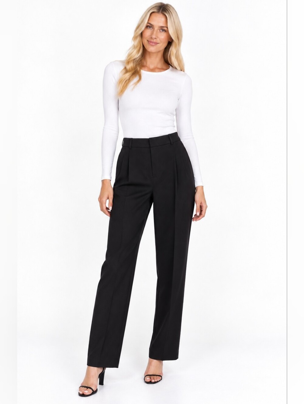 Abercrombie & Fitch Wide-Leg Pleated Trousers in Black